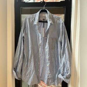 Unsubscribed striped boyfriend shirt (xs) rustic blue